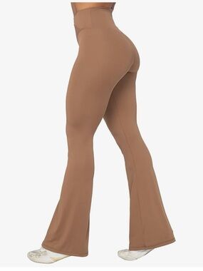 High-Waist Flared Leg Women’s Pants - Brown